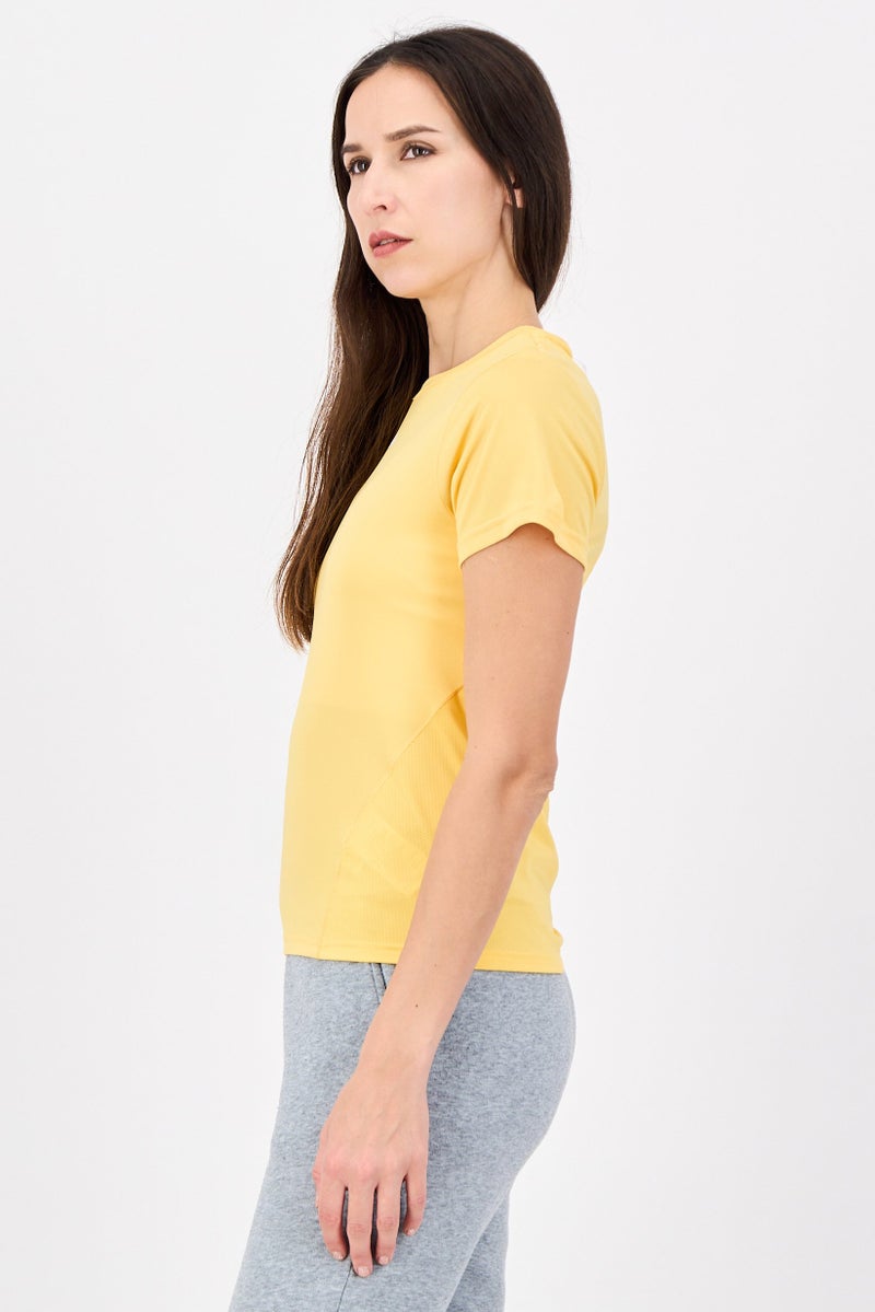 Adidas Women Sportswear Fit Short Sleeve Designed For Training T-Shirt, Yellow Gold - Image 4